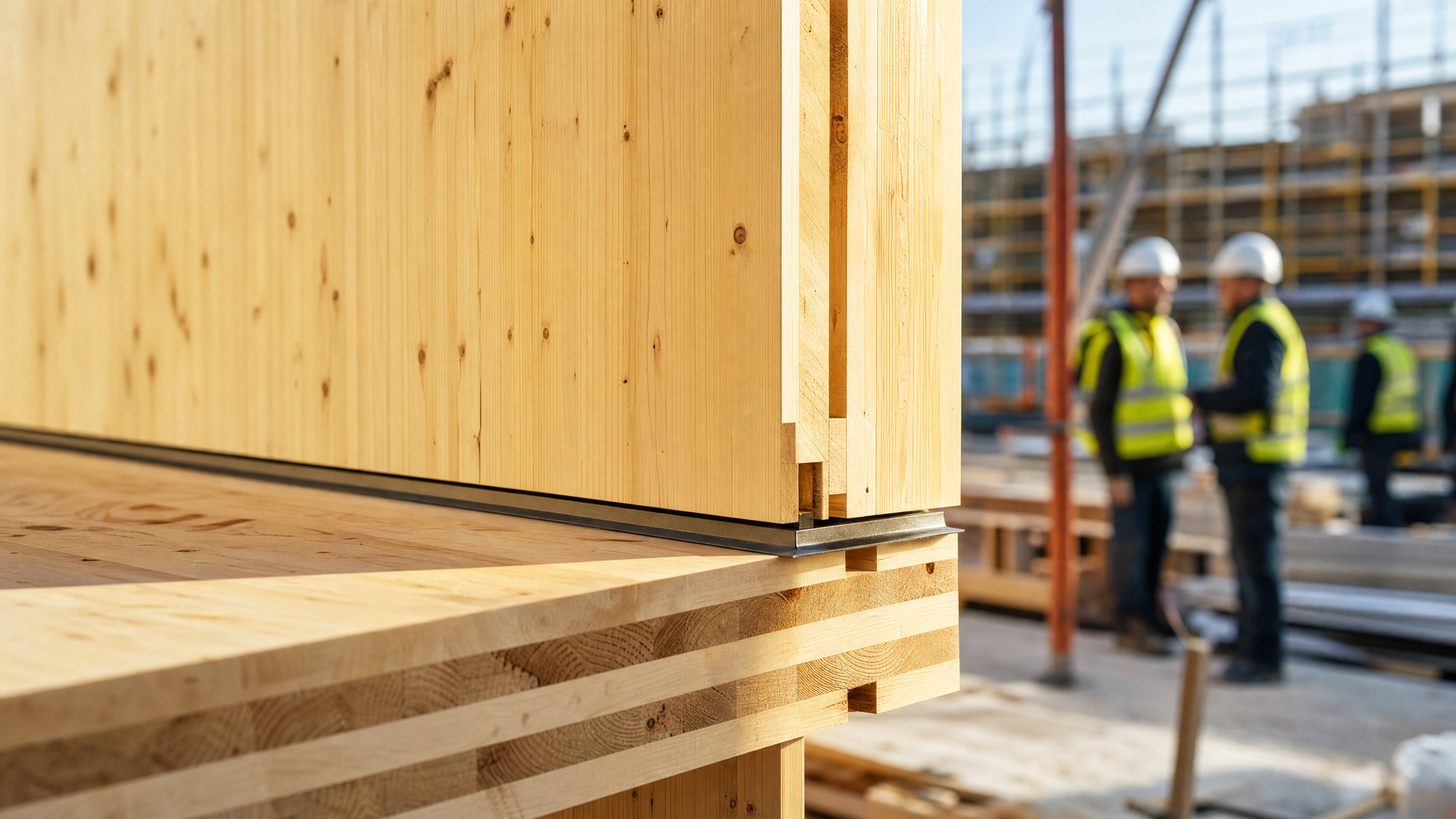 Assembly of a timber structure above completed foundation works