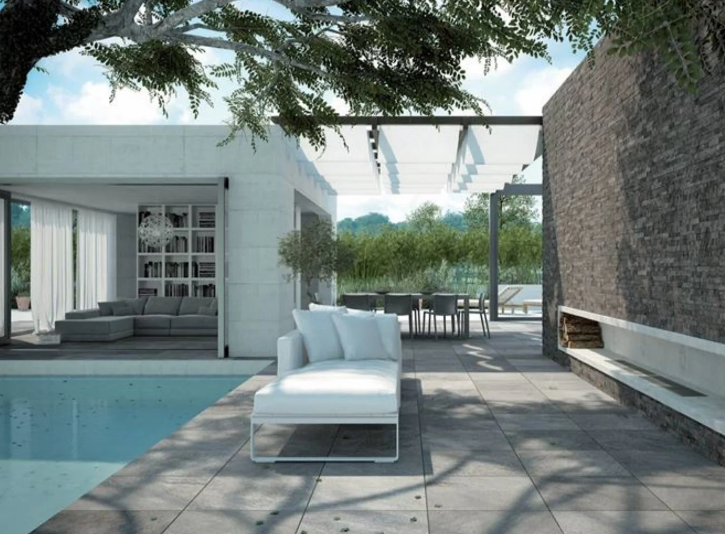 Spazio living all’aperto dal catalogo MANINI Allestimenti e finiture.